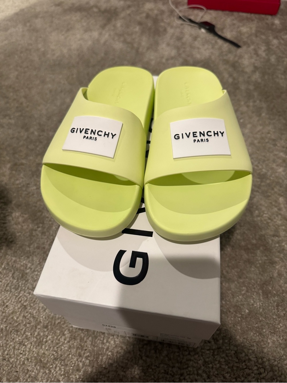 Givenchy Pale Green Logo Slide Sandals
